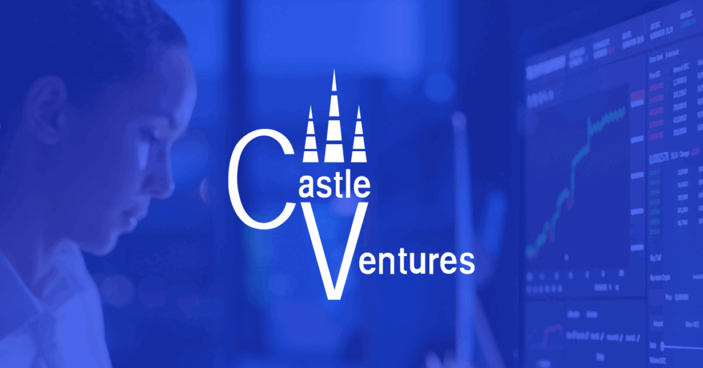 Castle Ventures logo with financial data charts in the background