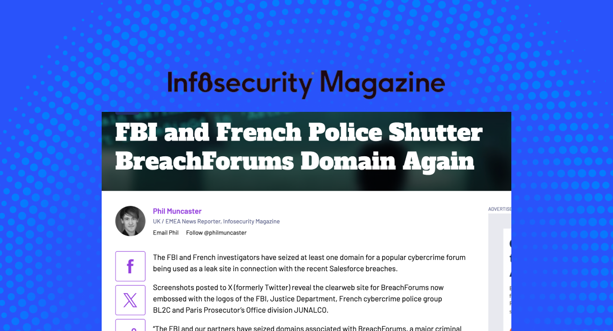 FBI and French Police Shutter BreachForums Domain Again