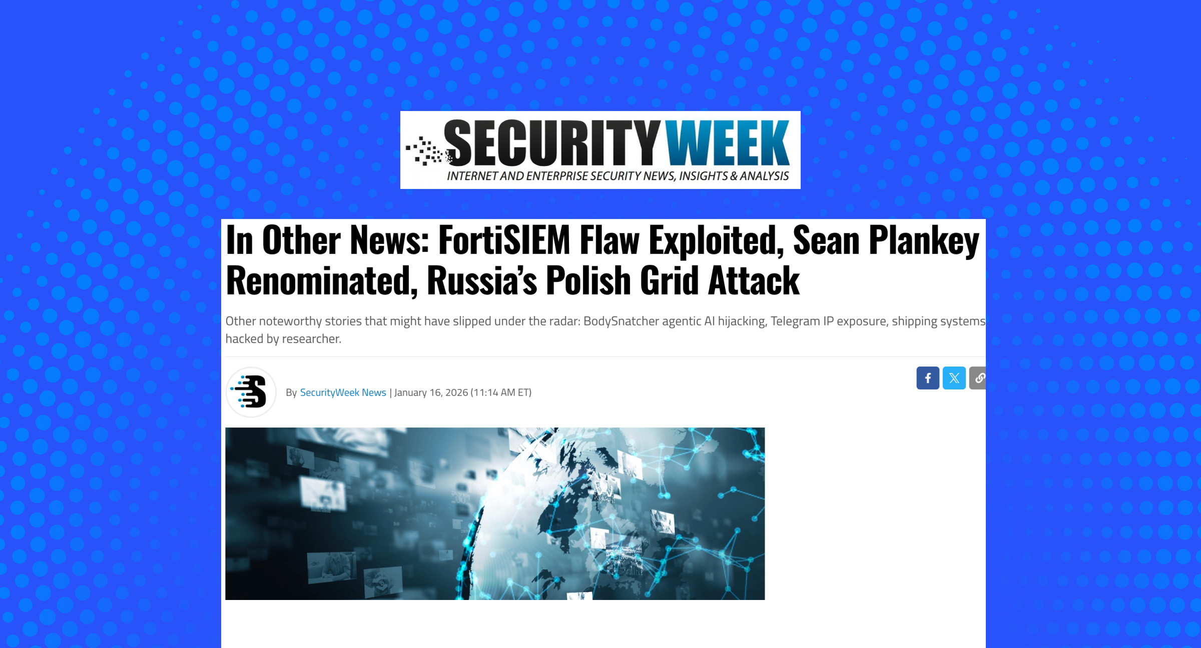 In Other News: FortiSIEM Flaw Exploited, Sean Plankey Renominated, Russia’s Polish Grid Attack
