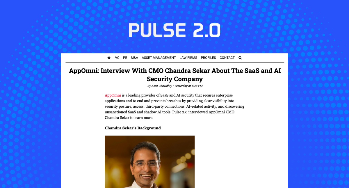 CMO Chandra Sekar discusses AppOmni's product and mission to secure SaaS apps against attacks
