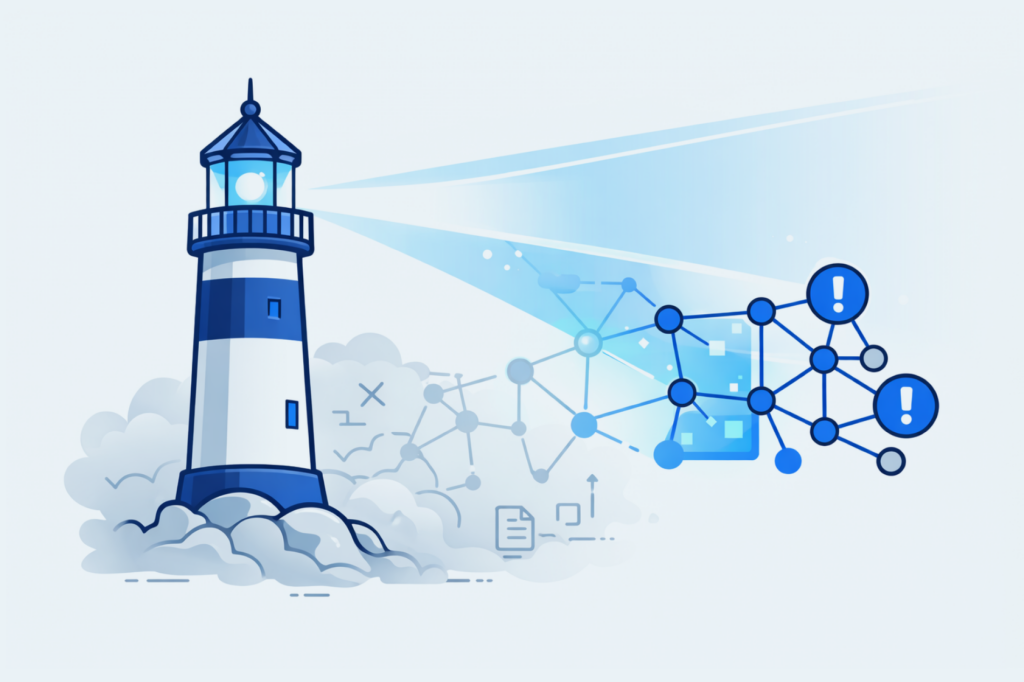 A lighthouse revealing SaaS security risks